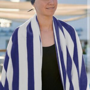 Cabana Royal Blue Stripe Terry Beach Towels