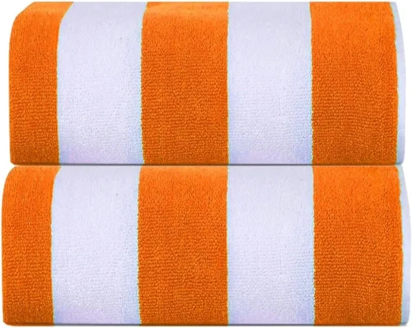 Cabana Stripe Orange Beach Towels for Adults - Image 2