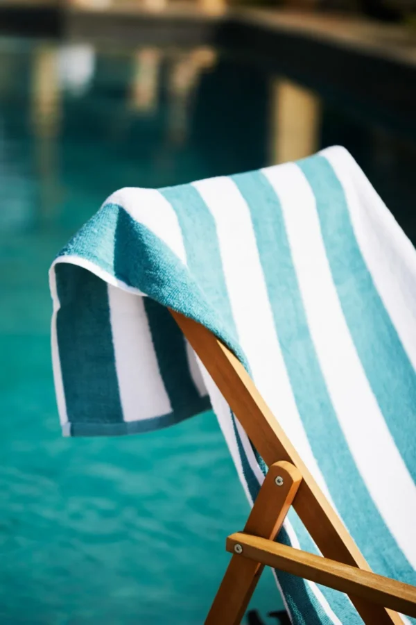 Cabana Stripe Sea Glass Green Beach Towels for Adults