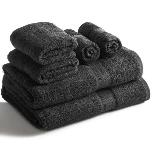 Daily Use 6 Piece Towels Set, Black