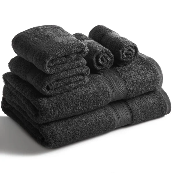 Daily Use 6 Piece Towels Set, Black - Image 3