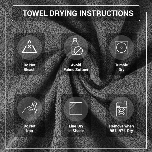 Daily Use 6 Piece Towels Set, Charcoal - Image 3