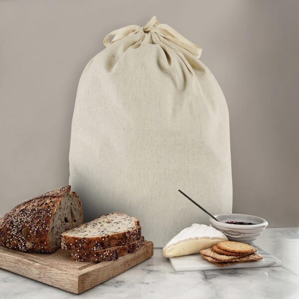 Linen Reusable Bread Bags with Drawstring 33 x 38 cm (Pack of 2) - Image 2