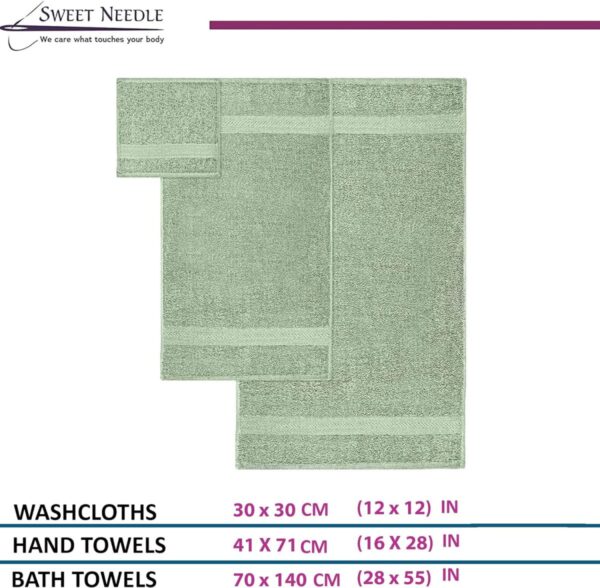 Daily Use 6 Piece Towels Set, Sage Green - Image 3