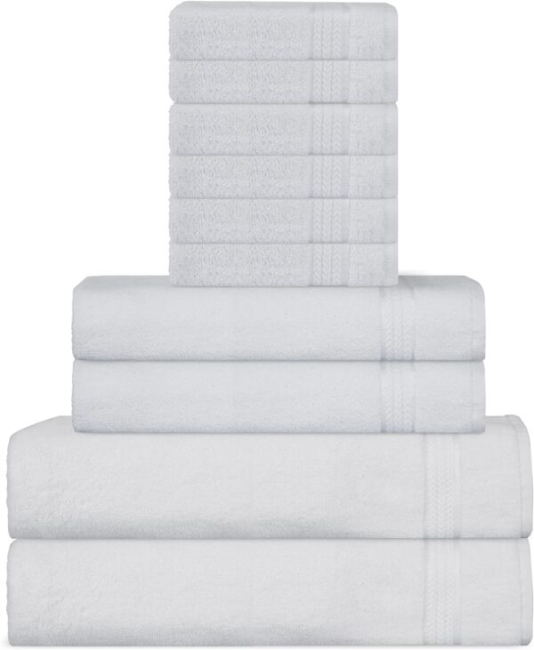 Soft Towel 600 GSM Cotton Towels Set, White (10 Pieces Bales)