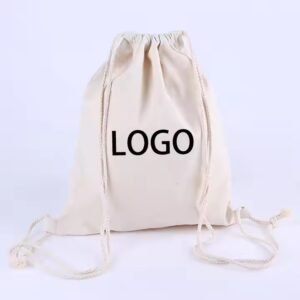 Custom Logo Drawstring Bag – White