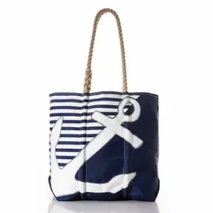 Printed Canvas Tote – Navy