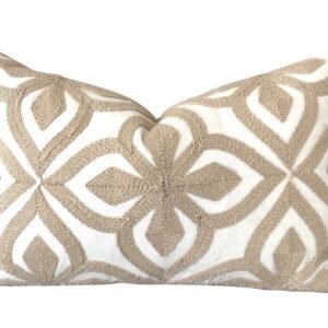 Embroidered Pillow Cover – Beige